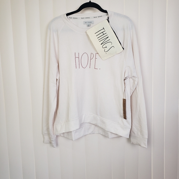 Rae Dunn Tops - RAE Dunn Hope Cream Scoopneck Sweatshirt Size Various Comes With A Pouch